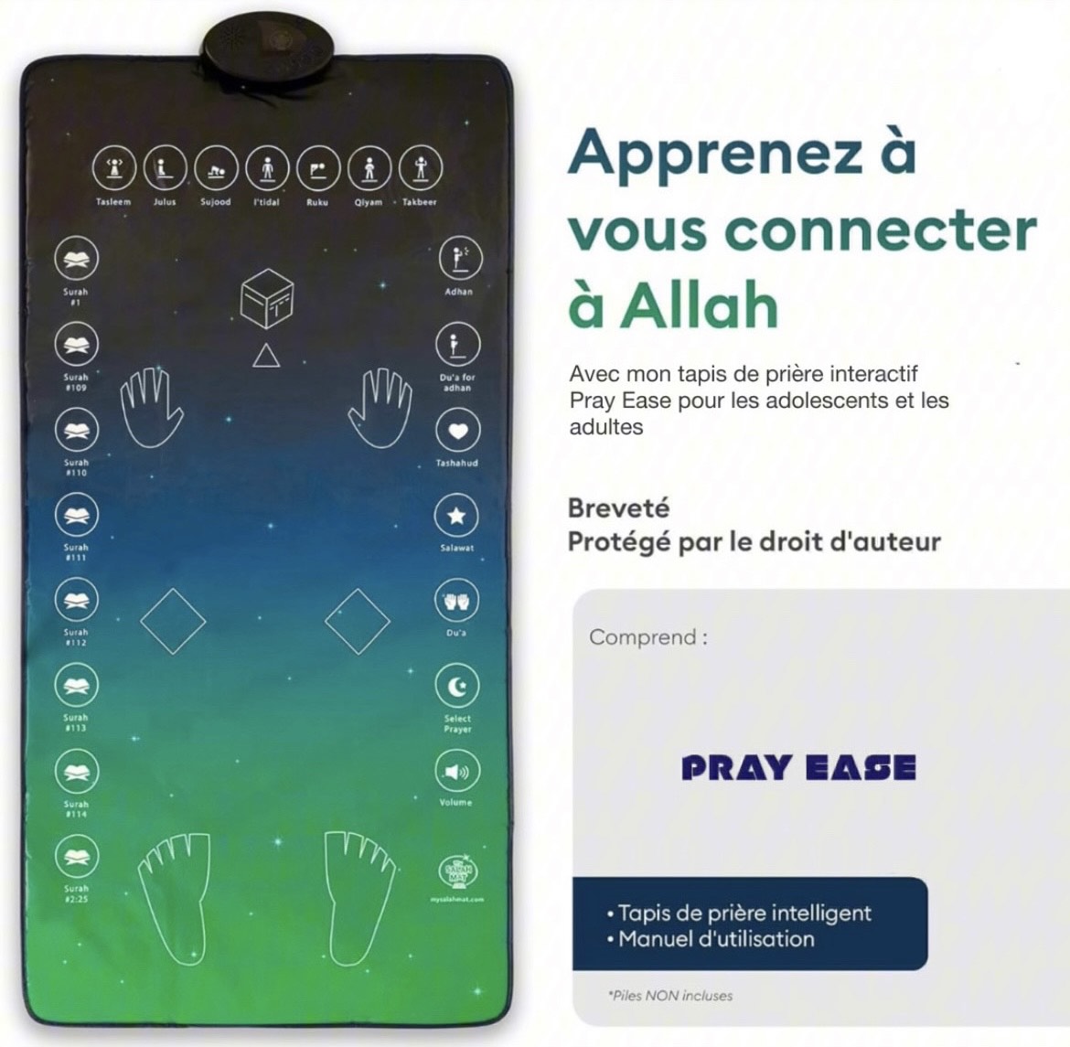 Tapis de Prière Interactif de Chez Pray Ease : Votre compagnon d'apprentissage